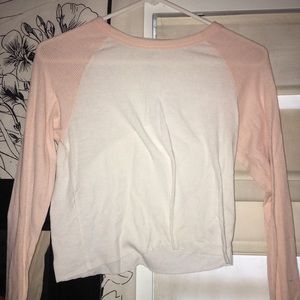 Pacsun ribbed cropped long sleeve baseball tee